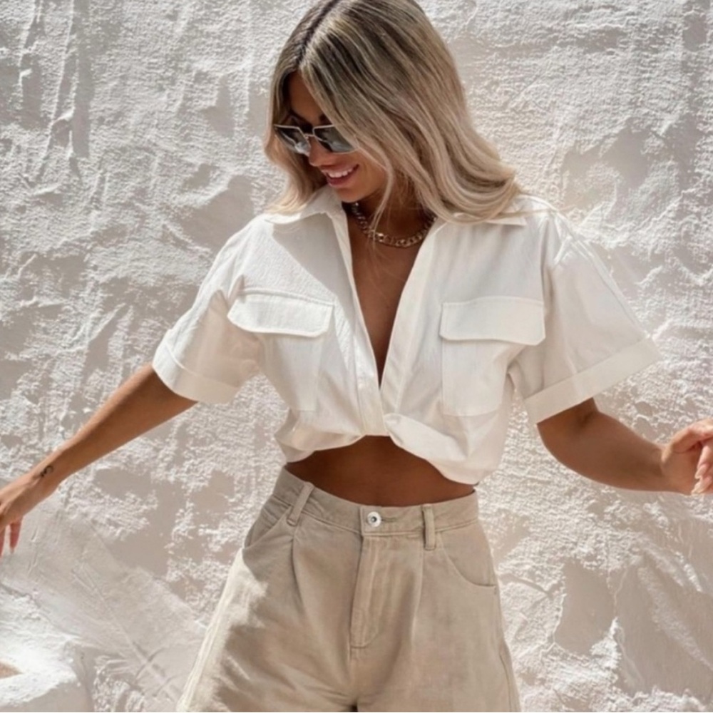 Zara Crop Top with Classic Collar